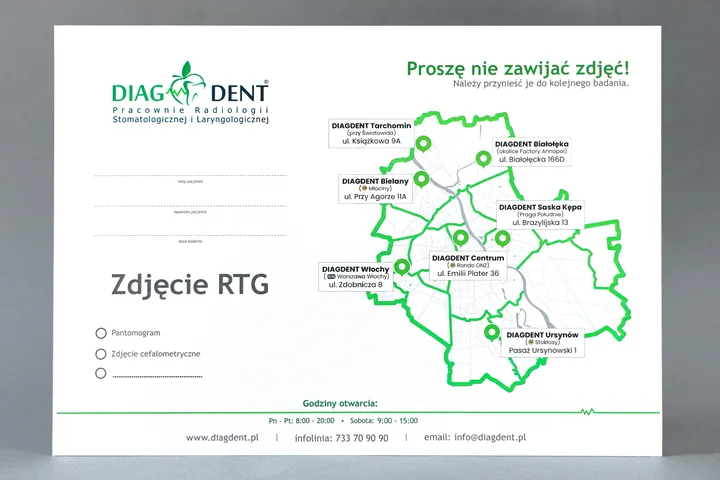Rzeczywisty nadruk Diagdent na kopercie B4