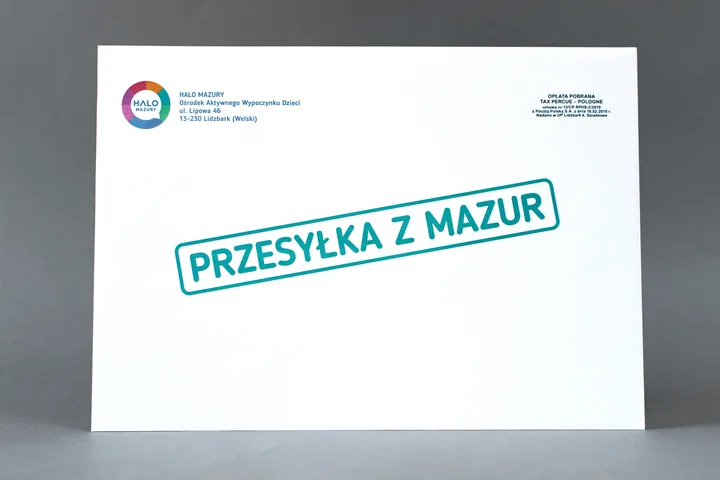 Rzeczywisty nadruk Halo Mazury na kopercie C4