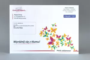 Koperty C4 z nadrukiem | Krótki bok | Pasek samoprzylepny | Białe | 90 g/m2